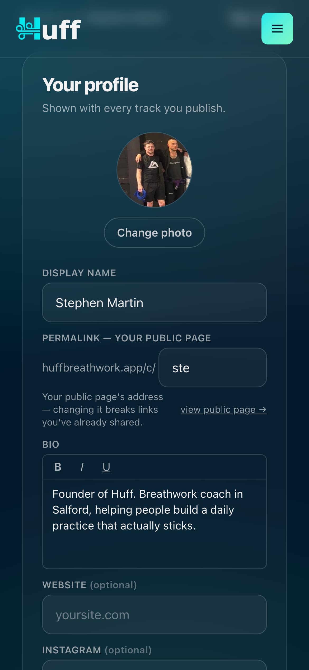 The creator portal — your profile